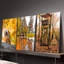 Ensemble de 3 affiches encadrées, toiles décoratives représentant une forêt d'automne : écureuil dans des feuilles de chêne, reflets d'arbres dans un lac, affût de chasse avec feuillage automnal. Décorations naturelles pour le salon.-703271428