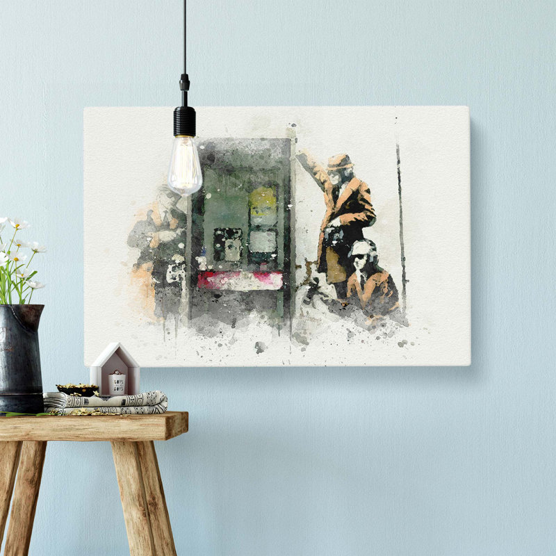 GCHQ Government Spies by Banksy - Wrapped Canvas Painting, 35cm H x 50cm W x 3cm D