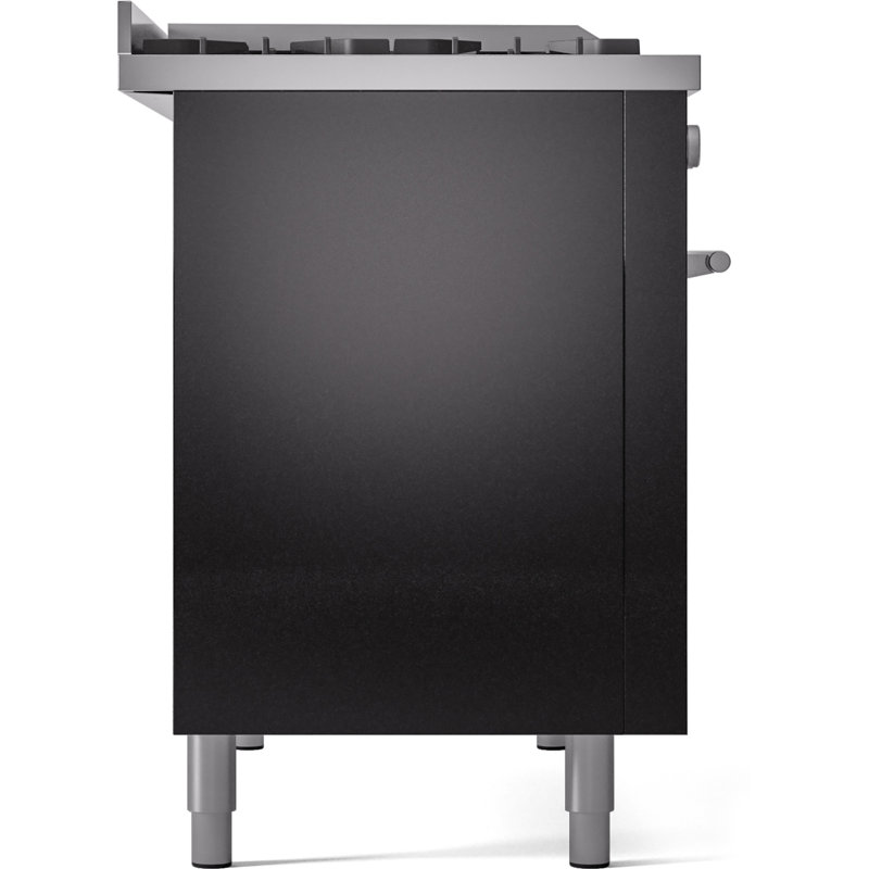 ILVE ProfessionalPlus II 48 Dual Fuel Range, knobs, Glossy Black, Liquid Propane