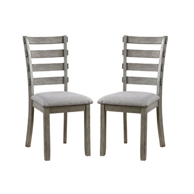 Gray Color Dining Chairs, Of 2, Padded Fabric Seat, Back Chairs 2Pc, Back, Upholstery
