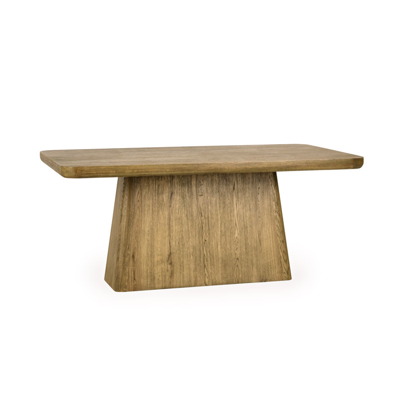 Pedestal Dining Table, Light Brown, 30" H x 71" L x 39" W
