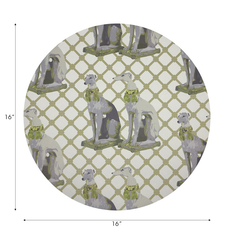 Regal Greyhound Vegan Leather Round Placemats, Gold