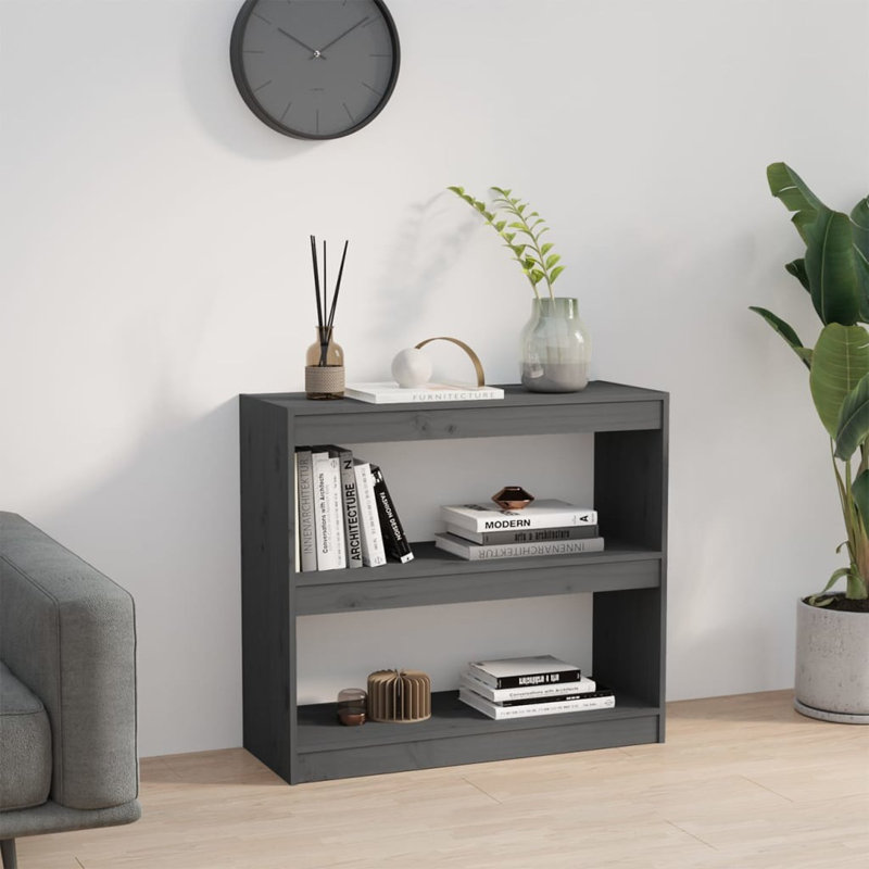 Book Cabinet/Room Divider, Grey, (2 Shelves) 71.5cmH x 80cmW x 30cmD