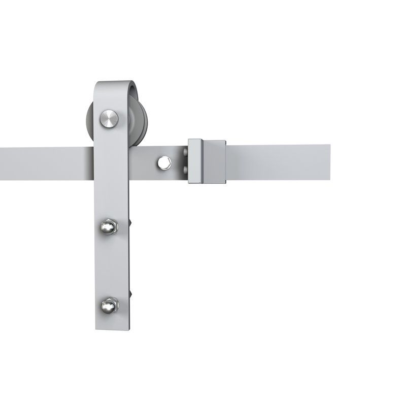 Brushed White Single Door Barn Door Hardware Kit