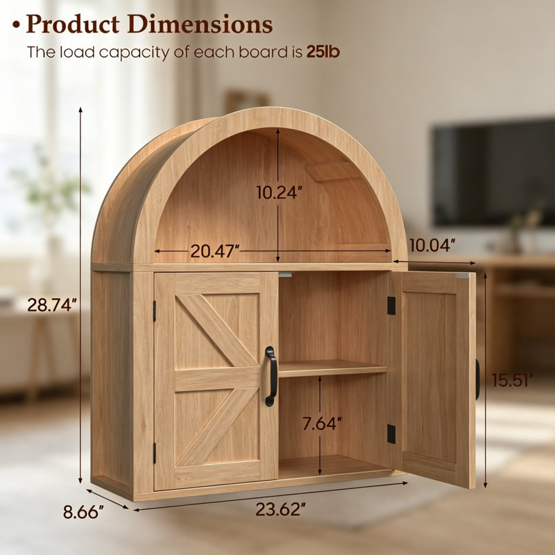 Porte de grange et tablette ajustable Farmhouse, Brown