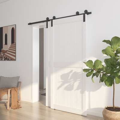 Manufactured Wood Paneled Bypass Barn Door Double Doors With Installation Hardware Kits