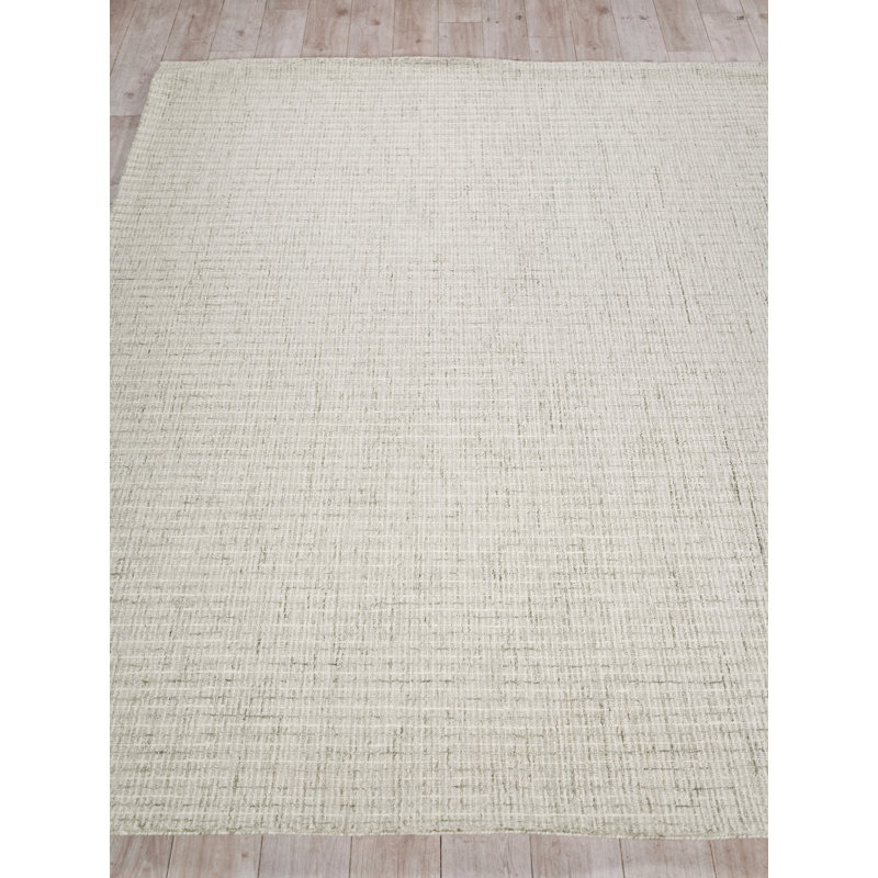 Andora Hand Tufted Striped Area Rug in Sage Green/Ivory, Rectangle 8' x 10'