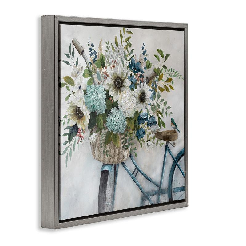 Panier de vélo floral, Cadre flottant gris lustré, H 18 po x l 18 po