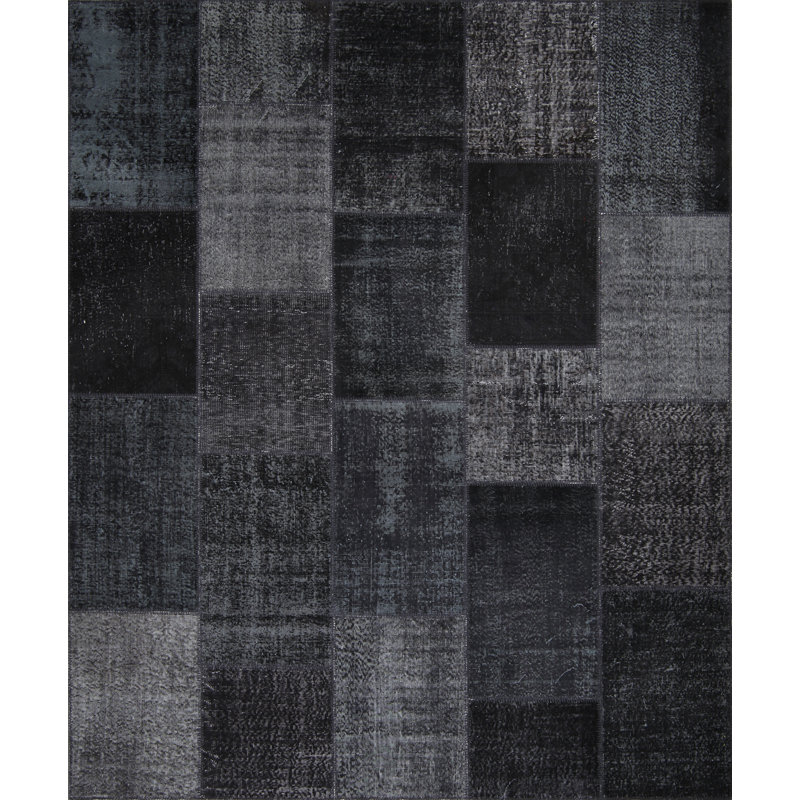 Tapis noir en laine / coton Chella, Rectangle 8 pi 2 po x 9 pi 10 po