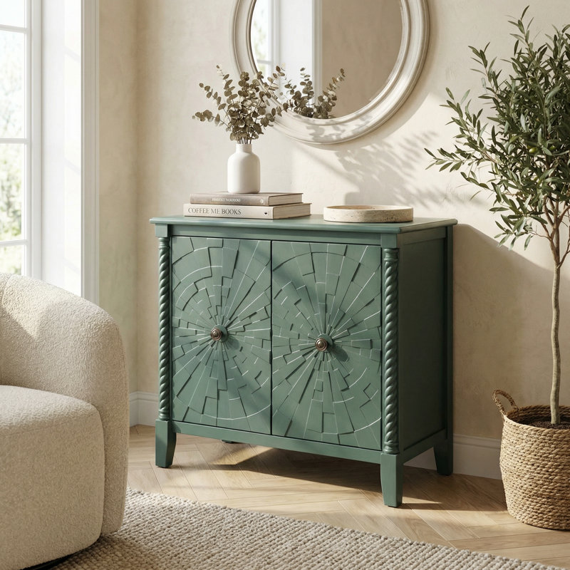 Vintage Style Sideboard Cabinet with Carved Decorative Legs, Hidden Storage Compartments, Reinforced Sturdy Structure, Raised Base for Convenient Cleaning, Suitable for Living Room, Dining Room, Entryway, Home Office Use