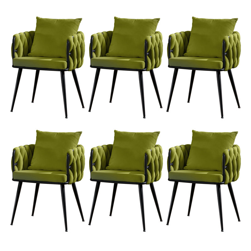 Chaise avec accoudoirs en velours Lazarre, Vert