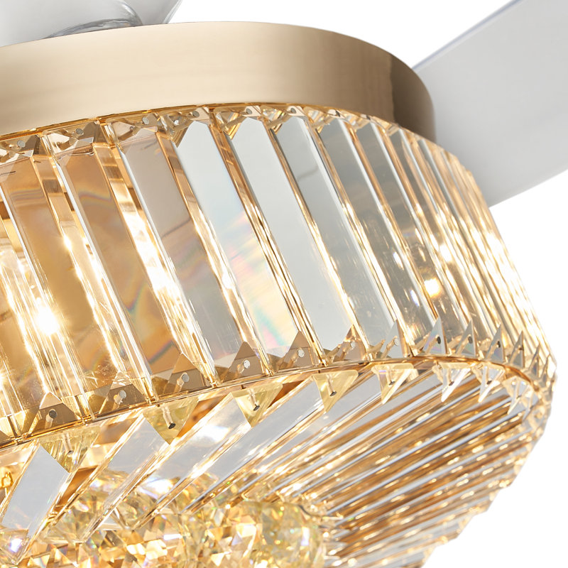 Ventilateur de plafond en cristal Houstyn, 52", Doré