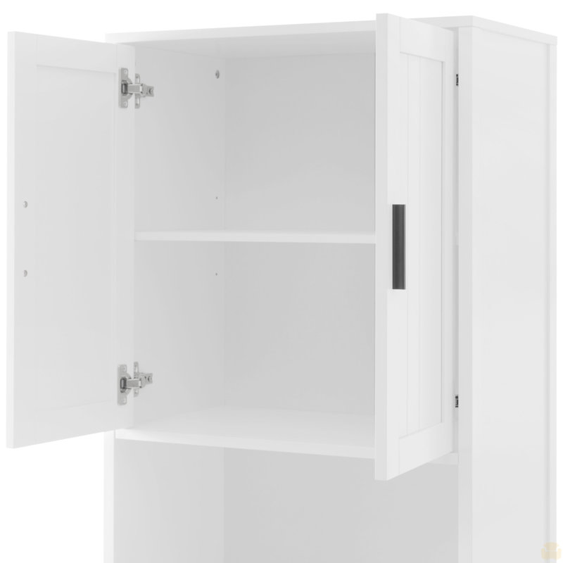 Grande armoire autoportante de 70,9 po de hauteur avec tiroir, 2 armoires, 4 portes à fermeture douce, 2 tablettes réglables, rangement ouvert