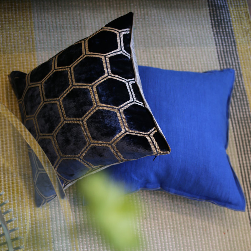Manipur Velvet Decorative Pillow, Midnight, 17"H x 17"W