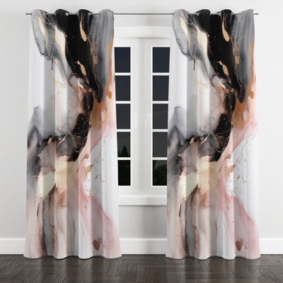 Rose et noir Marble Splash I - Rideau occultant à œillets en marbre abstrait - 1 panneau