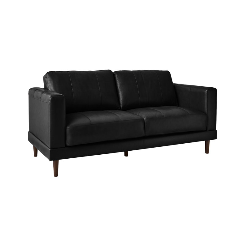 Fulks Upholstered 61'' Loveseat, Black Genuine Leather, 34'' H X 61'' W X 37'' D