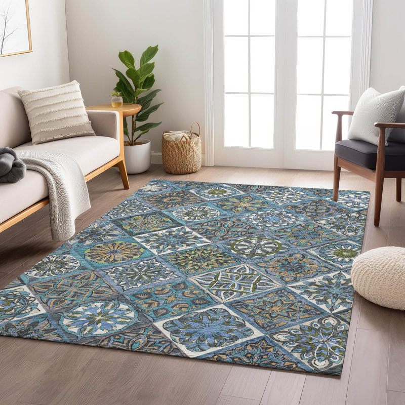 Machine Washable Indoor/Outdoor Layton ACN2256 Panels Rug, Rectangle 5 pi x 7 pi 6 po