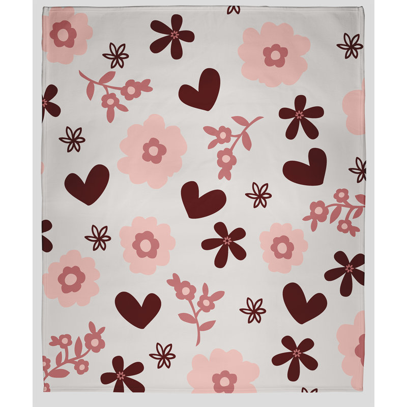  Couverture en molleton Flowery Love, gris, 30 po x 40 po