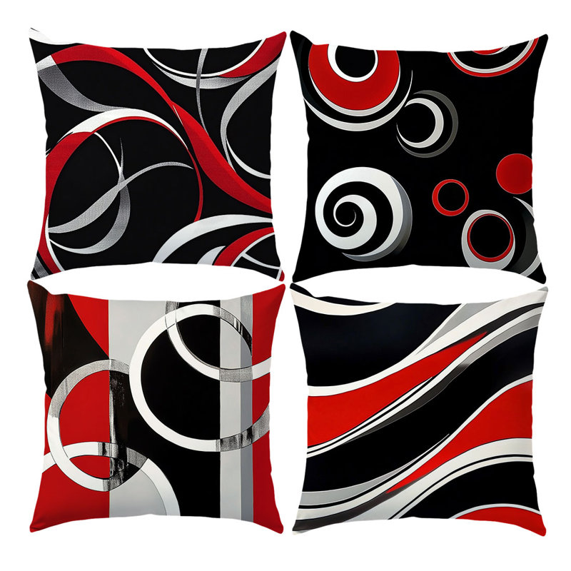 4 Pcs Abstract Lines Pattern Decorative Pillow Covers