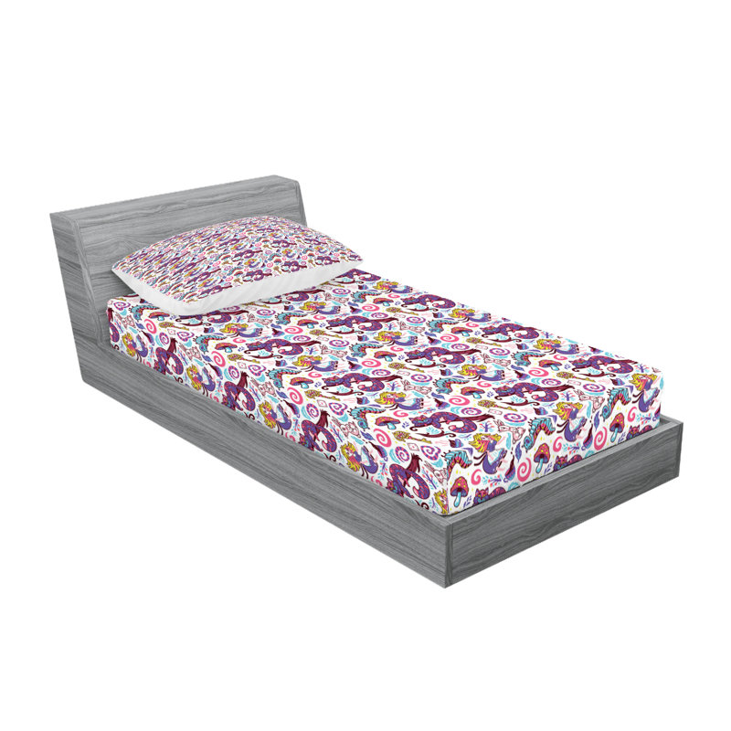 Multicolore ensemble de draps et taies décoratives Ambesonne, Ensemble de draps pour lit simple avec deux taies 
