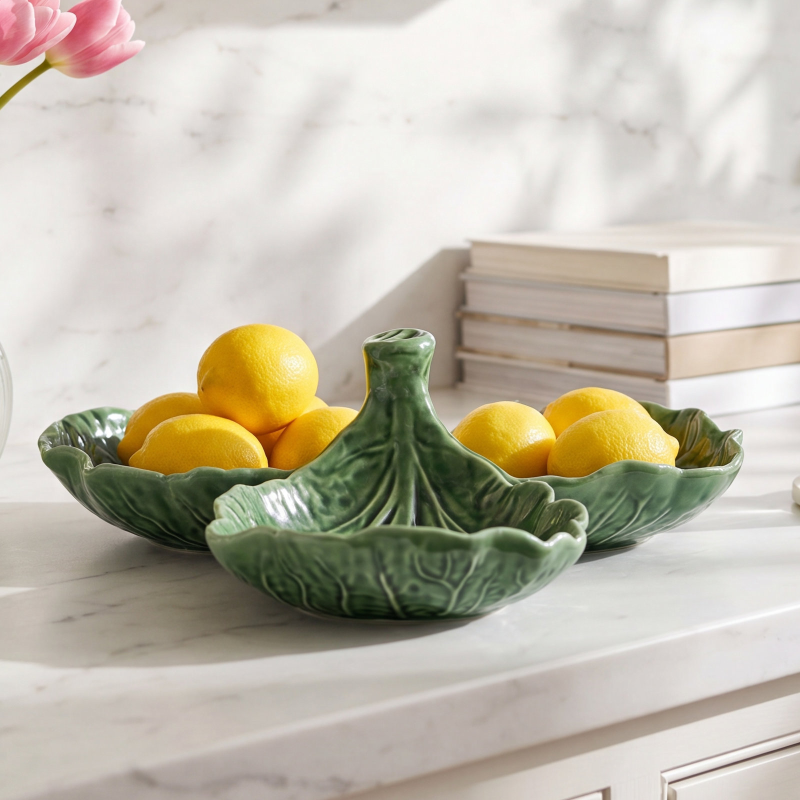 Cabbage Novelty Divided Serving Dish, Green, 2.56" H x 8.46" W x 8.46" L