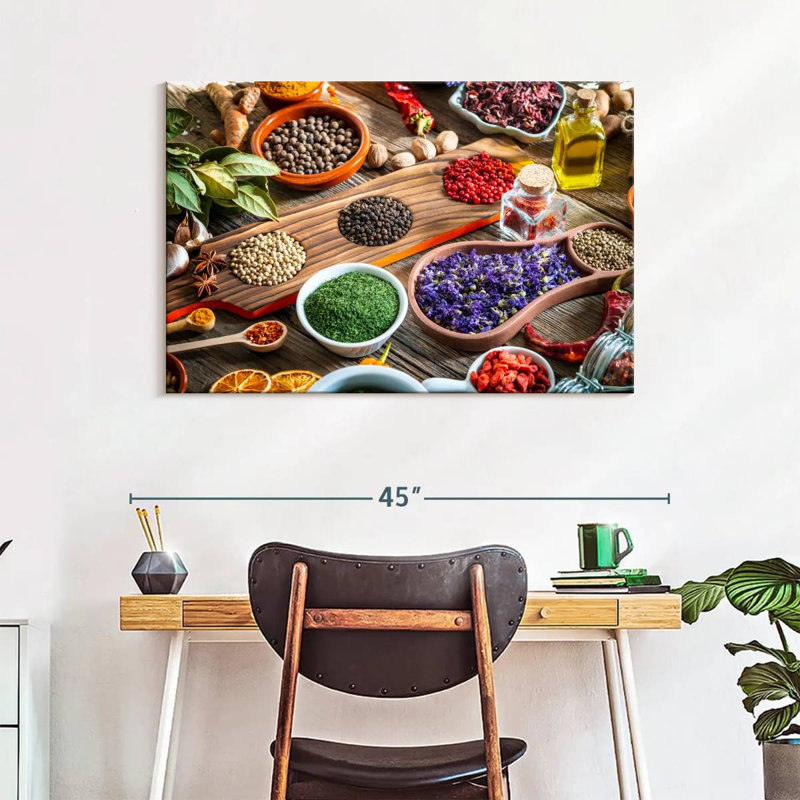 Yarlin Rustic Kitchen Herbs And Spices, 26" H x 39" W
