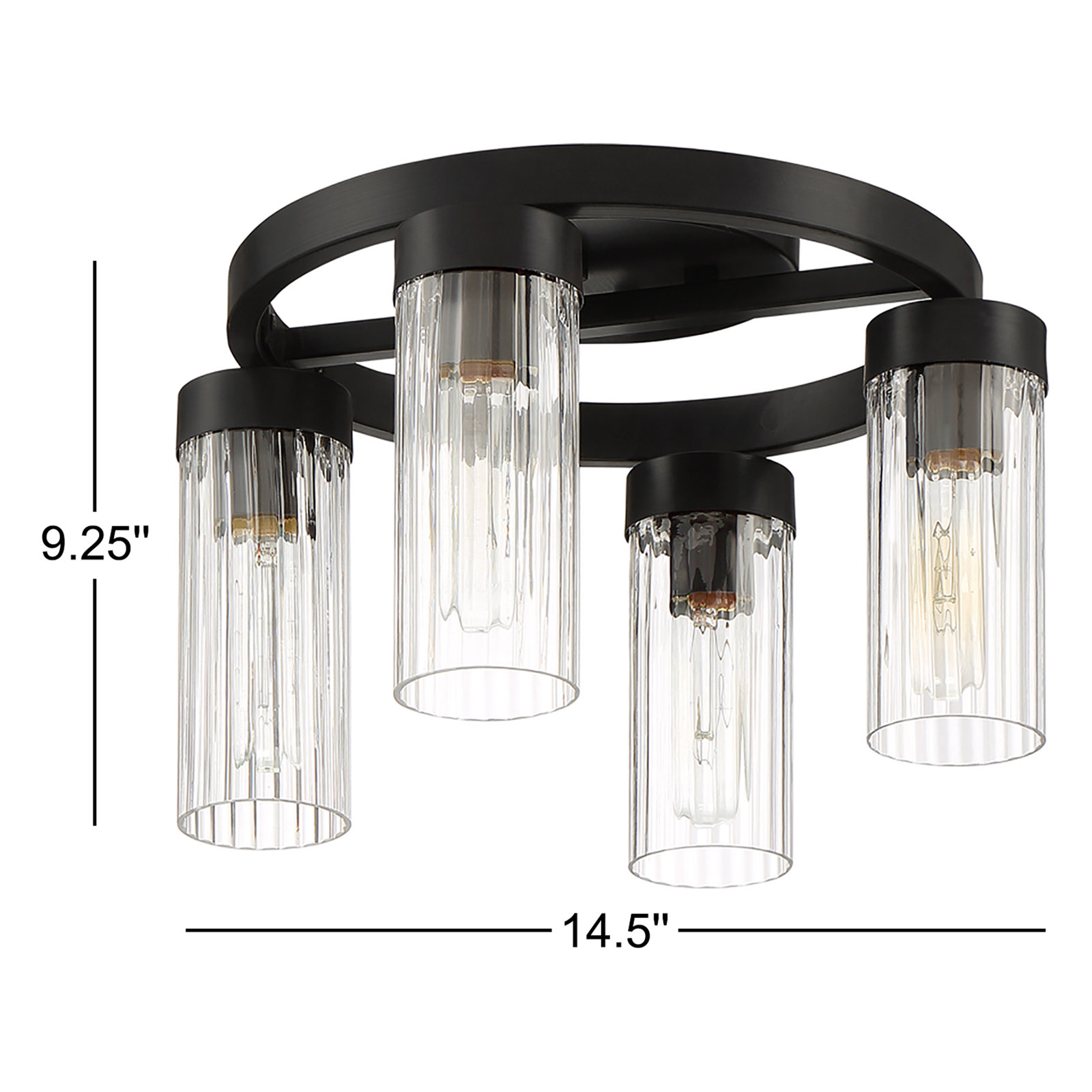 Dominique 4 Light Glass Semi Flush Mount