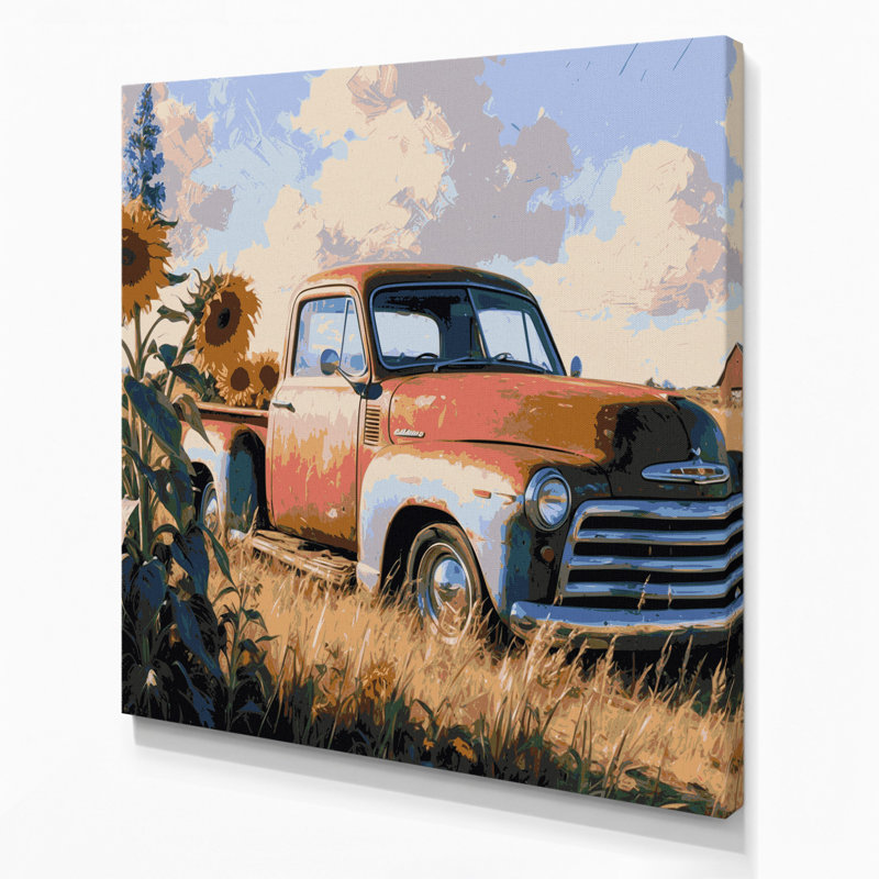 «Farm Old Pickup Camions», art mural sur toile, H 16 po x l 16 po