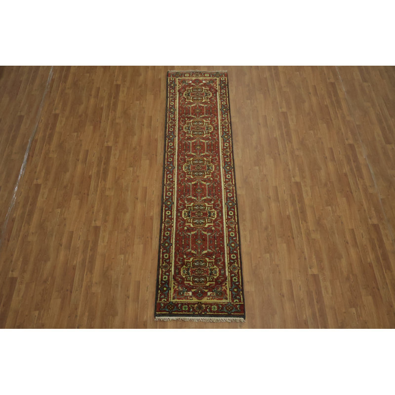 Tapis de couloir traditionnel rouge et vert 10 pi 1 po x 2 pi 6 po