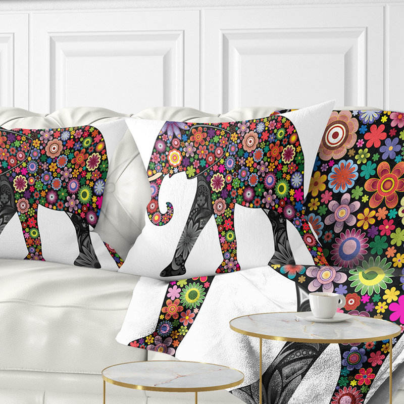 Coussin Cheerful Elephant, Carré, 16 po x 16 po
