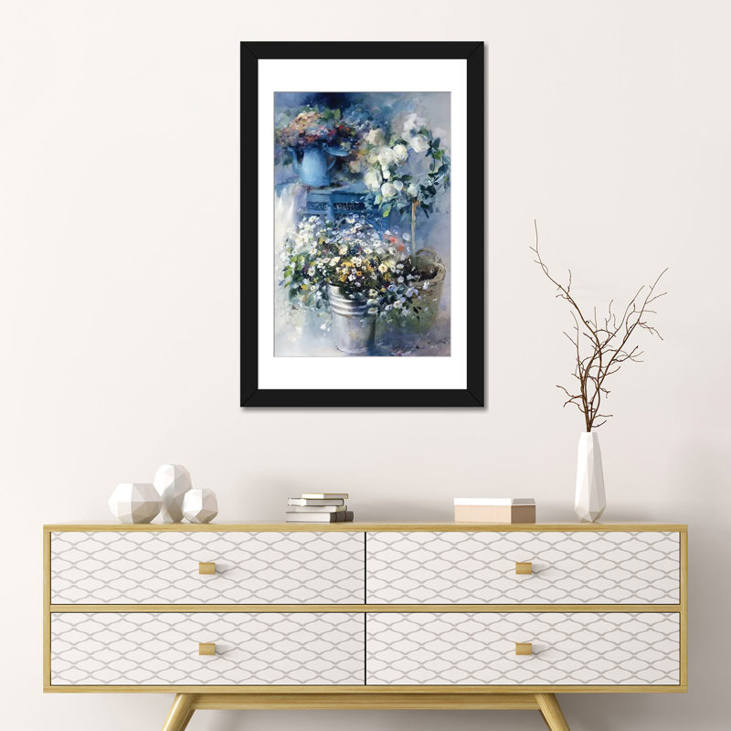 «Summer Gift», reproduction sur toile, H 24 po x l 16 po x P 1 po, Papier d'art encadré noir, Blanc
