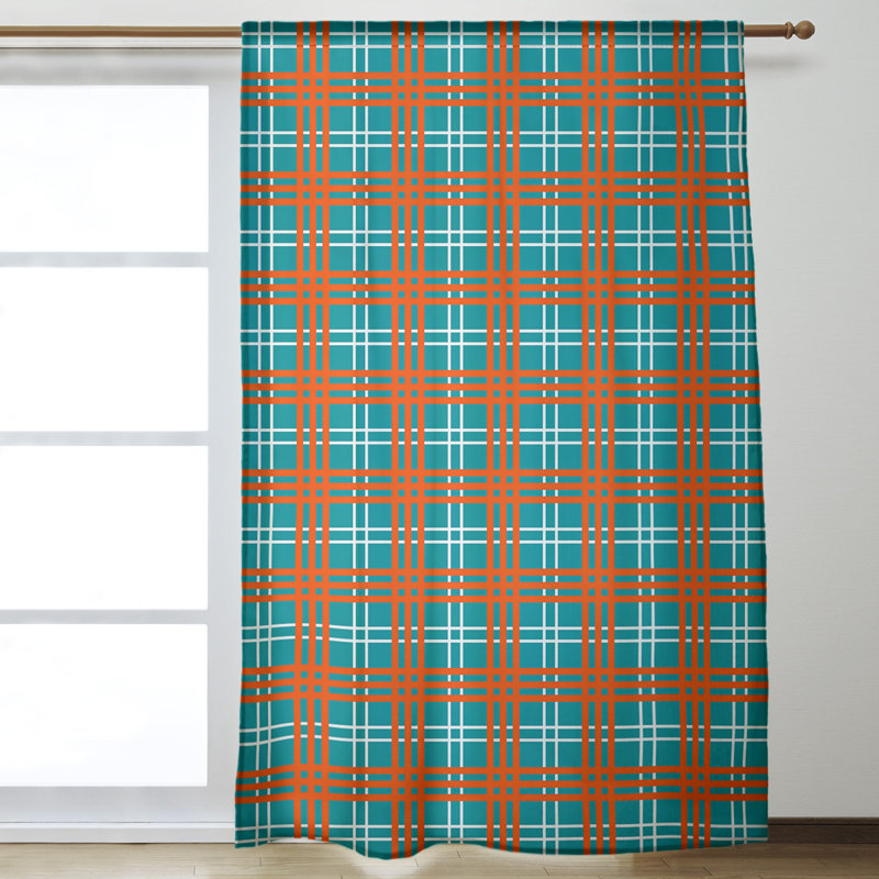Room Darkening Curtain Single Panel, Blue/Orange