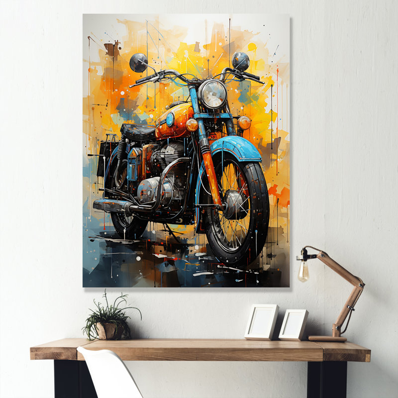 Voyage en moto surréelle I, H 32 po x l 24 po x P 1 po, Toile tendue