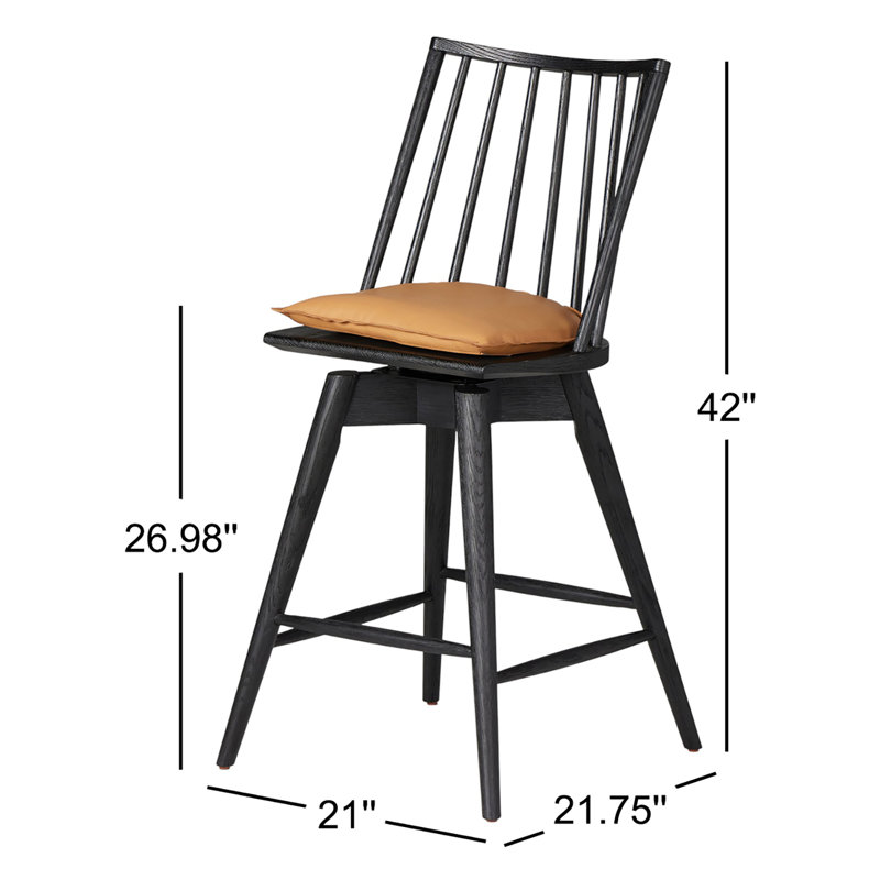 Lewis 27 Stool, Counter Stool (26.98" Seat Height), Whiskey Saddle/Top Grain Leather