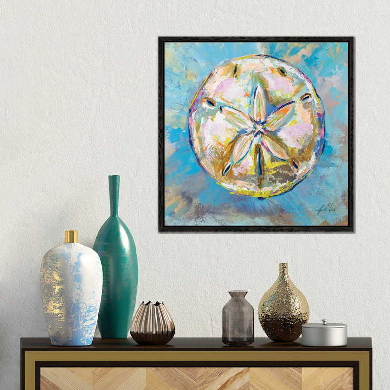 Sand Dollar by Jeanette Vertentes - Floater Frame Gallery-Wrapped Canvas Giclée on Canvas, 45.72 cm H x 45.72 cm W, Black
