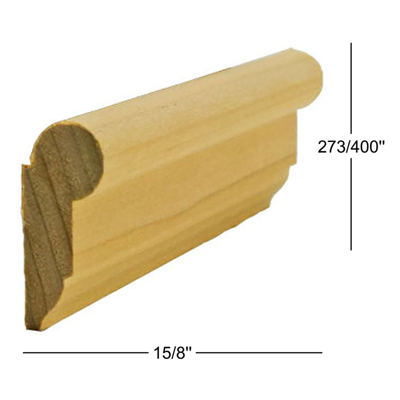 Unfinished Poplar Crown Picture Rail Moulding, 94 Inches