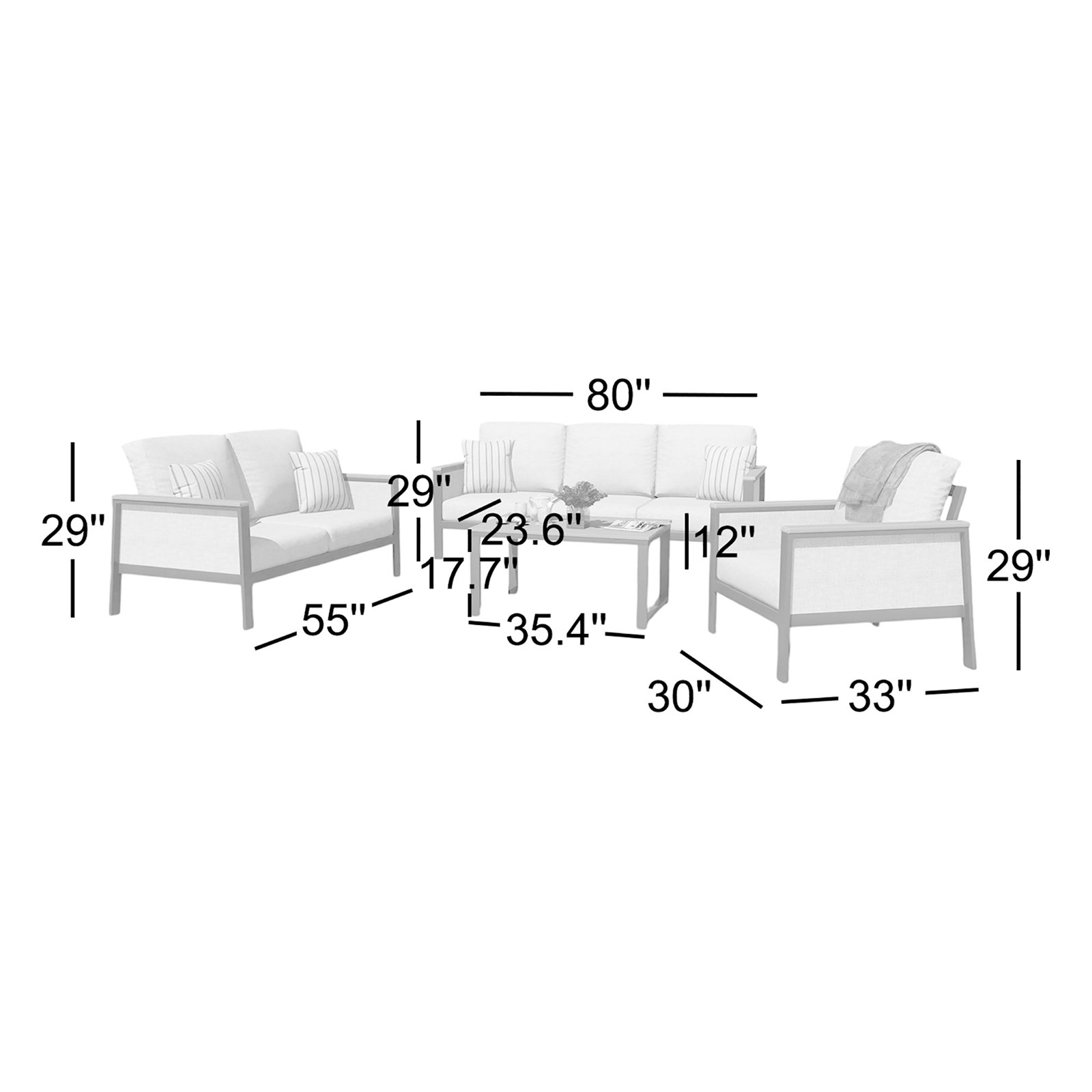 Townsend 8-Person Sunbrella® Patio Seating Group, Canvas Black