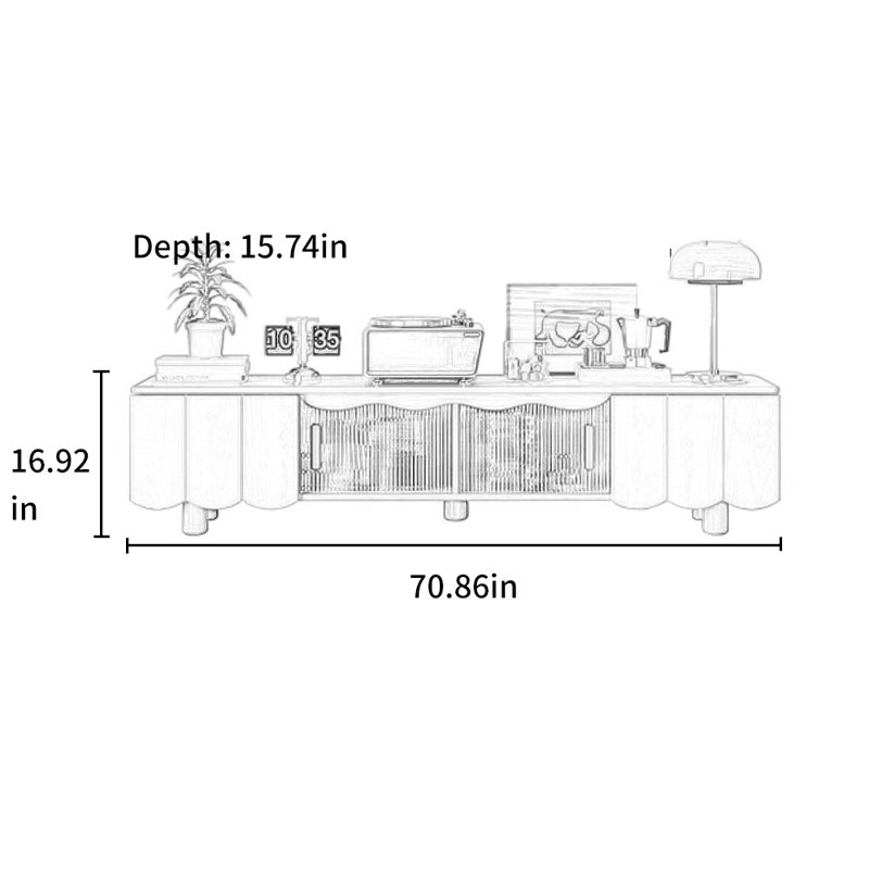 Meuble télé avec design fonctionnel, 70.86"