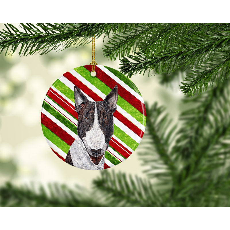 Ornement figurine suspendu en céramique bull terrier