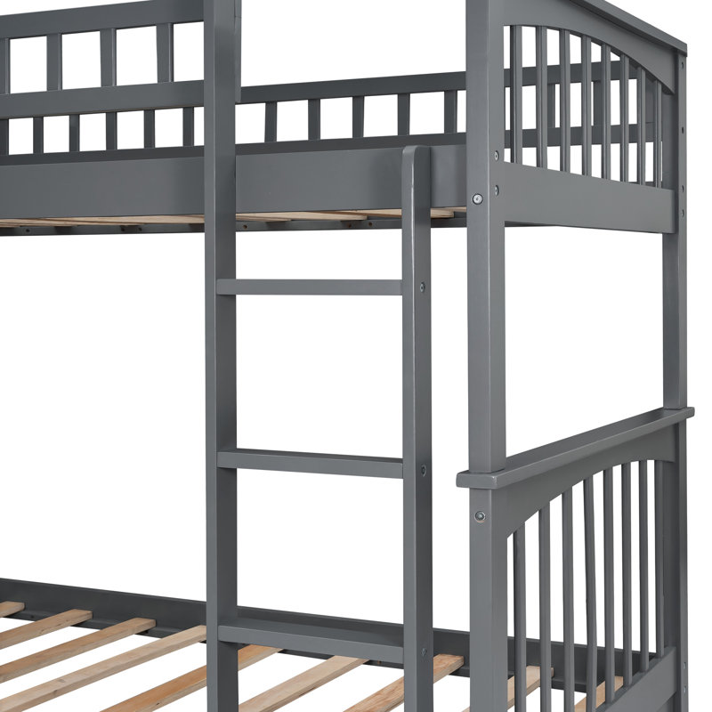 Brianca Kids Bunk Bed with Drawers, Gray, Twin Over Twin