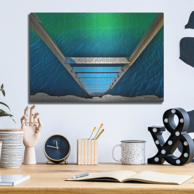 Art mural en métal luxueux «Sea Ladder» par Verne Varona, 24 po x 16 po, H 12 po x l 16 po