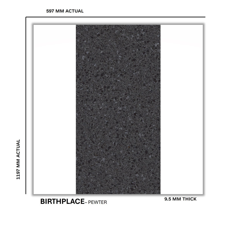 Birthplace 24" W x 48" L Porcelain Terrazzo Look Singular Tile, Pewter