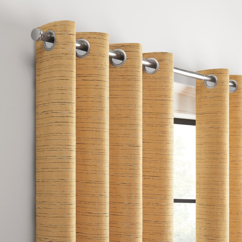 Gold Blackout Polyester Linen Grommet Window Panel
