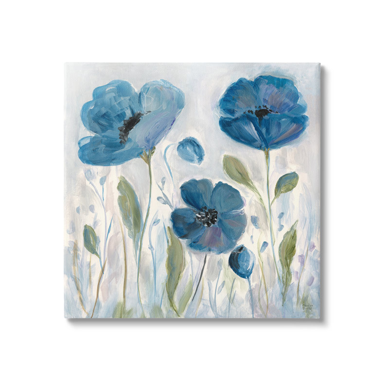 Blue Poppies Painting Canvas Wall Art by Marilyn Dunlap, H 17 po x l 17 po x P 1,5 po