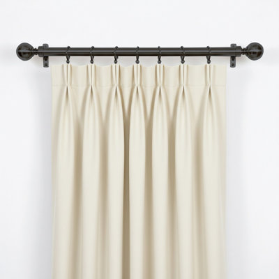 Extendable Metal Curtain Pole Set with Rings, Finials & Brackets, Adjustable 25mm Curtain Rods (Set of 2)