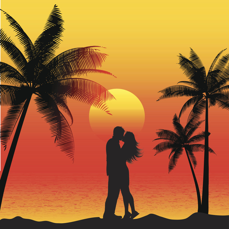 Couple Kissing by Kirstypargeter - Wrapped Canvas Print, 30cm H x 30cm W