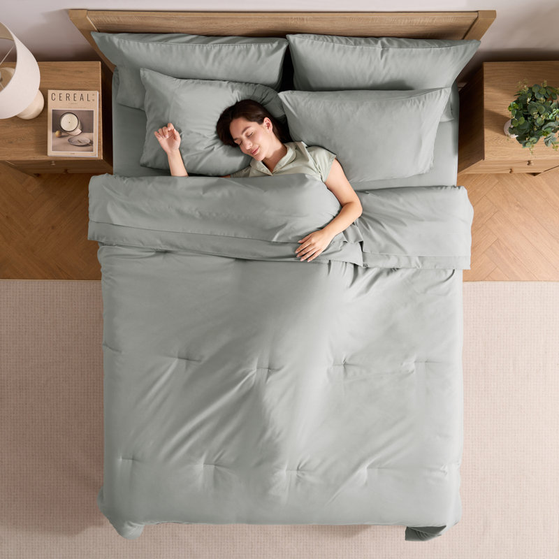 Soft Microfiber 7 Piece Comforter Set with Sheets, Queen Comforter + 6 Additional Pieces, London Fog