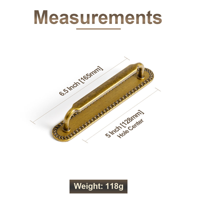Fancy Appliance Pull With Backplate Multipack, Antique Brass, 5"