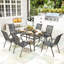 Outsunny 7 Piece Garden Dining Set 6 Seater Parasol Hole Charcoal Grey