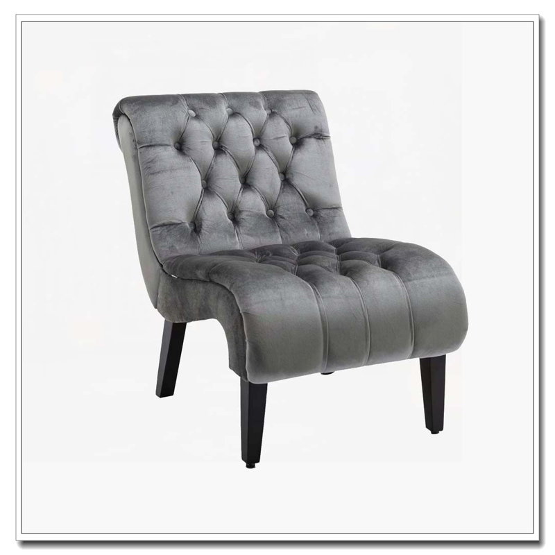 Chaise de salon en velours sans accoudoirs, Argent argent